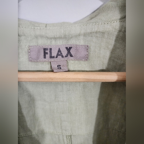 FLAX Linen Jacket Women Small Sage Green Button Front Lagenlook Artsy Minimalist - Picture 9 of 16